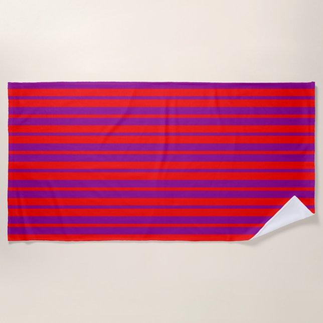 Serviette De Plage Design Motif rouge violet élégant rayures (Devant)