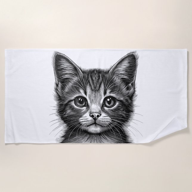 Serviette De Plage Dessin adorable de Young Cat (Devant)