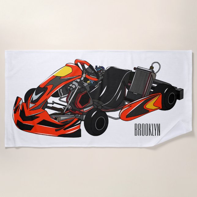 Serviette De Plage dessin animé de Kart racing (Devant)