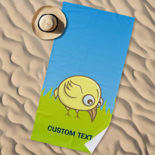 Serviette De Plage Dessin animé d'oiseau jaune