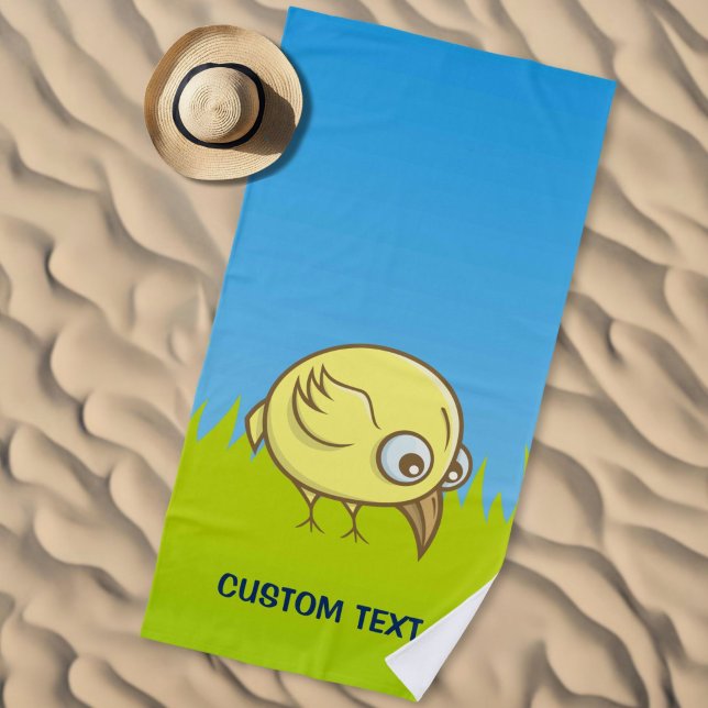 Serviette De Plage Dessin animé d'oiseau jaune (Créateur téléchargé)