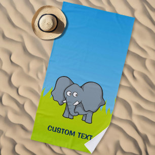 Serviette De Plage Dessin animé éléphant gris