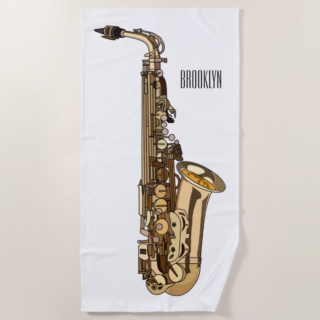 Serviette De Plage dessin animé saxophone (Devant)