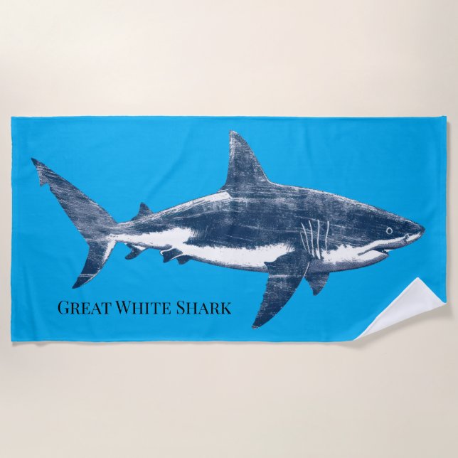 Serviette De Plage Dessin antique d'un requin (Devant)