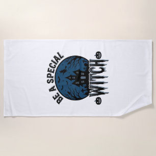 Serviette De Plage Dessin de gravure vintage Halloween sorcière spéci