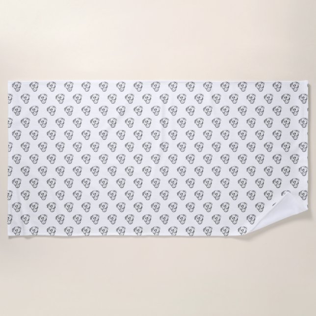 Serviette De Plage dessin de pitbull simple amoureux des chiens noir  (Devant)