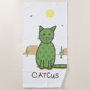 Serviette De Plage Dessin drôle de cactus de "Catcus"