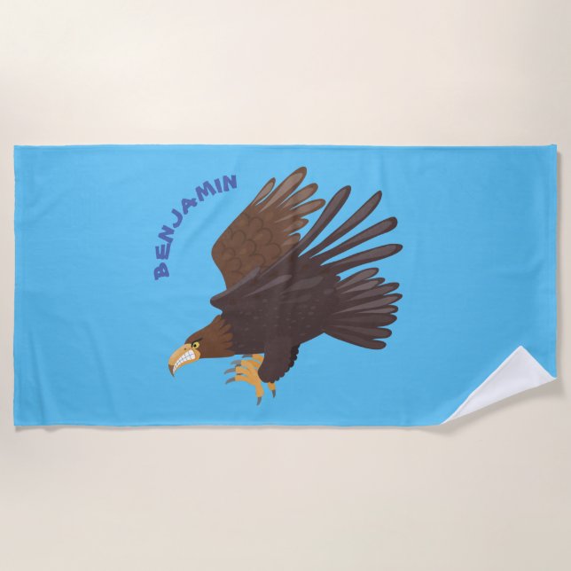 Serviette De Plage dessin humoristique d'aigle royal (Devant)