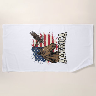 Serviette De Plage Dessin vectoriel patriotique de l'aigle de cheval