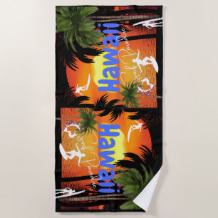 Serviette De Plage Destination de vacances vintage à Hawaï