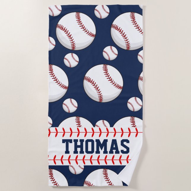 Serviette de plage d'été personnalisée de baseball (Devant)