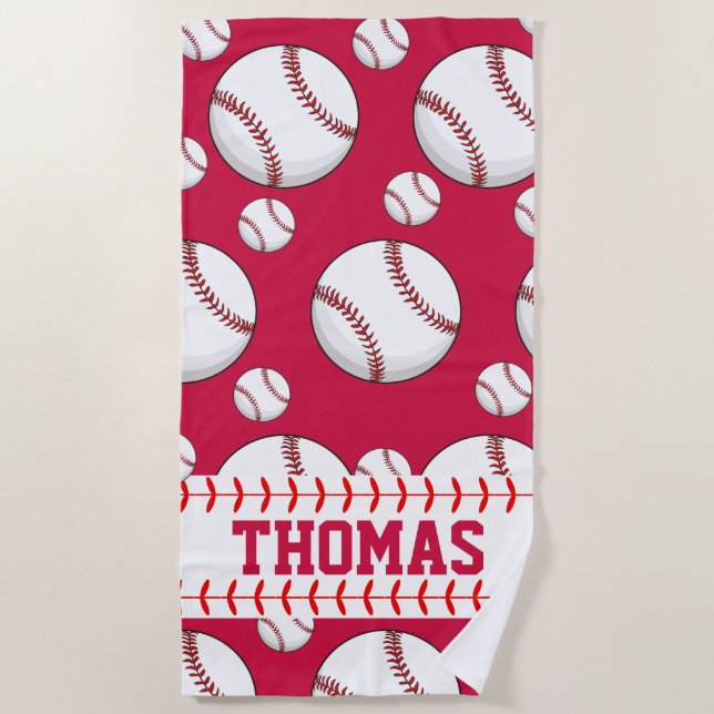 Serviette de plage d'été personnalisée de baseball (Devant)