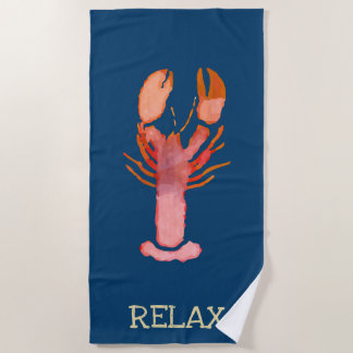 Serviette De Plage Détente Watercolor Lobster Nautical