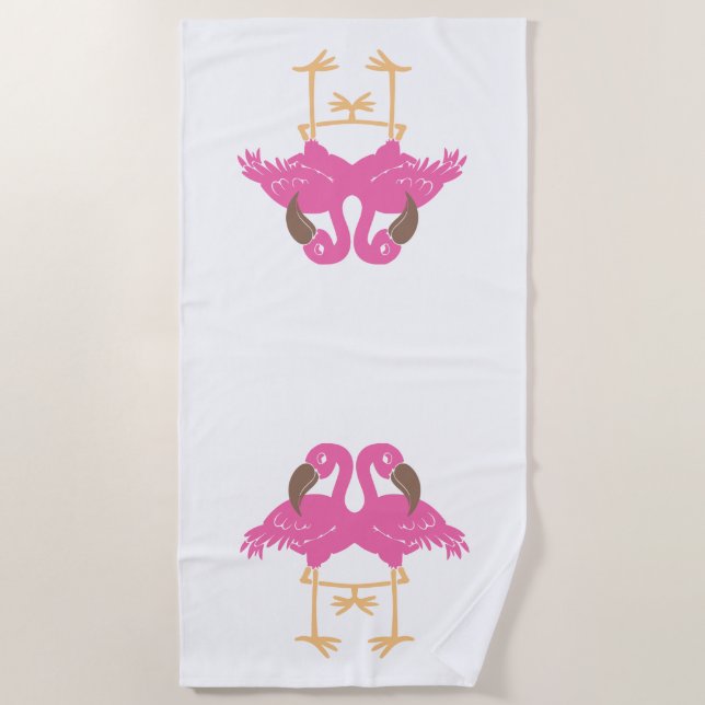 Serviette De Plage Deux flamands dansants (Devant)