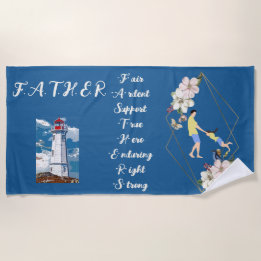 Serviette De Plage Devis de Fête des pères du phare papa Daughter Bon