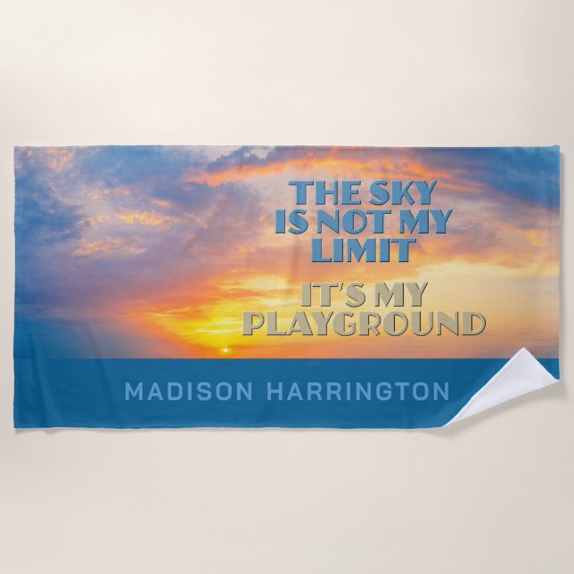 Serviette De Plage Devis Sky de nom personnalisé (Devant)