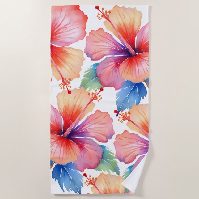 Serviette de plage d'hibiscus tropical (Devant)