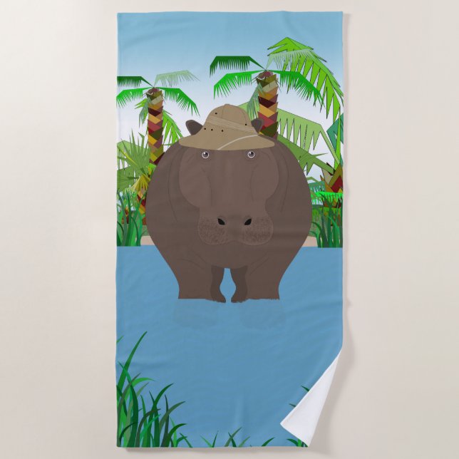 Serviette de plage d'hippopotame (Devant)