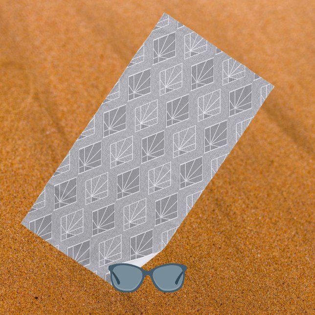 Serviette De Plage Diamants gris et blanc Motif Art déco (Créateur téléchargé)