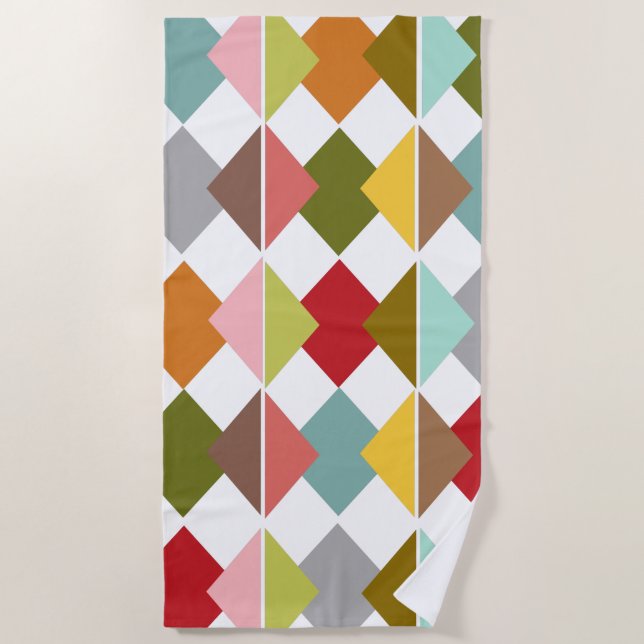 Serviette De Plage Diamants modernes du milieu du siècle (Devant)