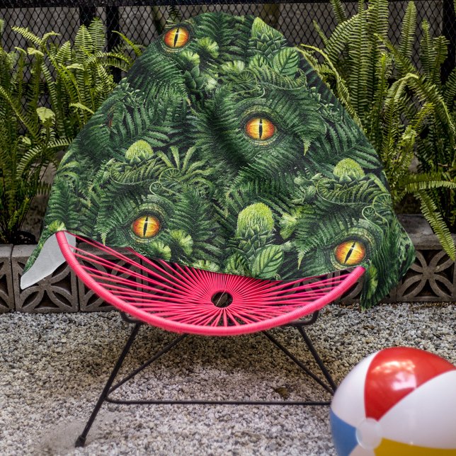 Serviette De Plage Dinosaur Eyes Green Plants Ancient Creature Art (Créateur téléchargé)