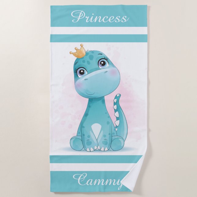 Serviette De Plage Dinosaur Princess Beach Towne (Devant)