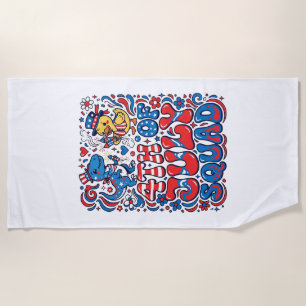 Serviette De Plage Dinosaure Kawaii Patriotique Meilleur Beau-père Ja