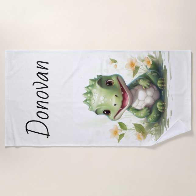 Serviette De Plage Dinosaure personnalisé (Devant)