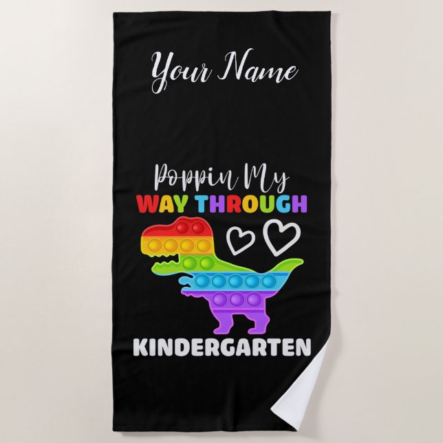 Serviette De Plage Dinosaure qui débarque en maternelle (Devant)