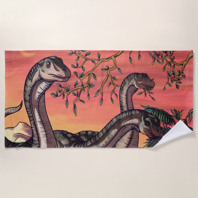 Serviette De Plage Dinosaures à Dusk (Devant)