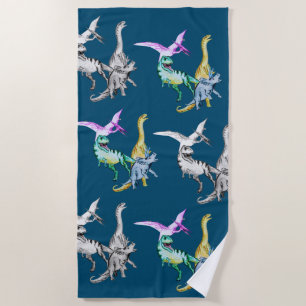 Serviette De Plage Dinosaures pour enfants à l'aquarelle