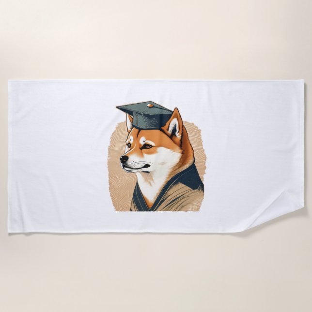 Serviette De Plage Diplôme de Shiba Inu (Devant)