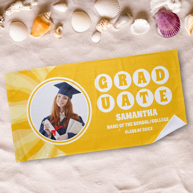 Serviette De Plage Diplôme photo Retro Sunshine (Créateur téléchargé)