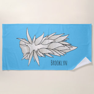 Serviette De Plage Dirona albolineata nudibranch cartoon illustration