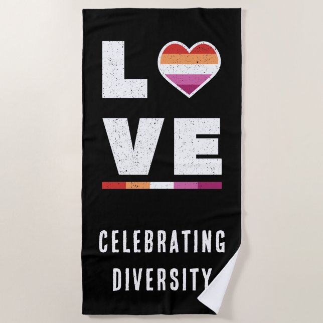 Serviette De Plage Distressed Grunge Love LGBTQ Lesbian Pride (Devant)