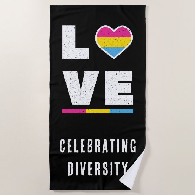 Serviette De Plage Distressed Grunge Love LGBTQ Pansexual Pride (Devant)