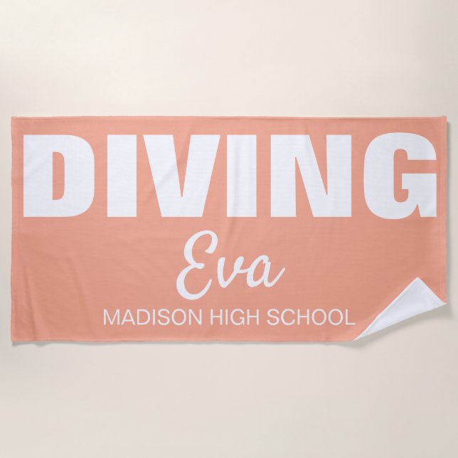 Serviette De Plage Diving, Diver Senior Night Gifts Springboard  (Devant)
