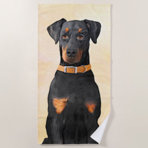 Serviette De Plage Doberman Pinscher Peinture non découpée Art origin
