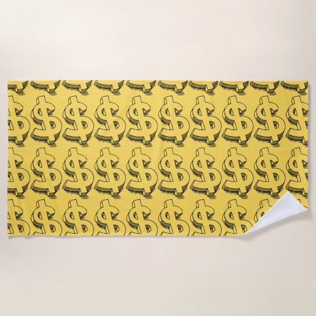 Serviette De Plage dollar or (Devant)