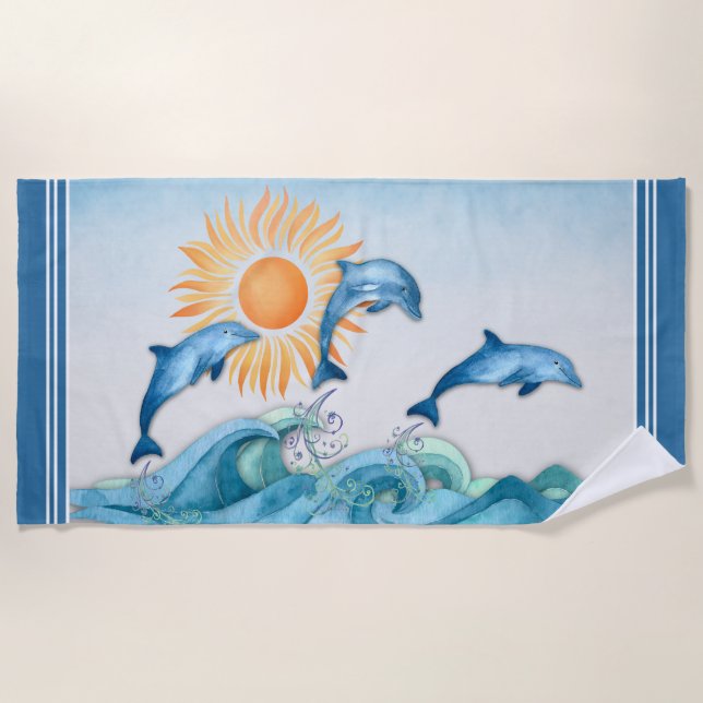 Serviette de plage Dolphin en friche (Devant)