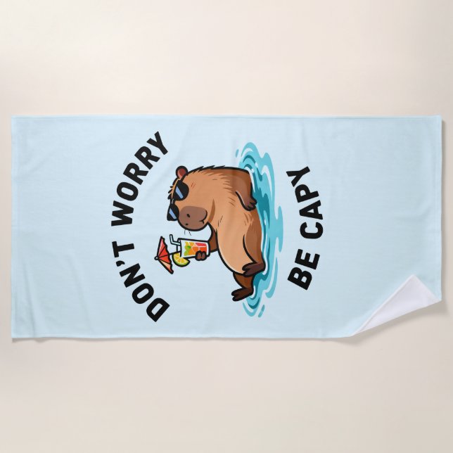 Serviette De Plage Don't Worry Be Capy Funny Capybara Pun (Devant)