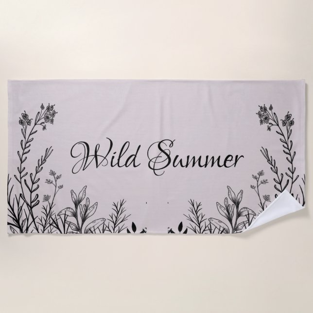 Serviette De Plage Doodles Fleurs sauvages sauvages d'été (Devant)