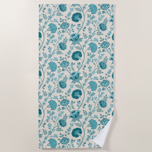 Serviette De Plage Dos de motifs floraux jacobéens sur crème (Devant)