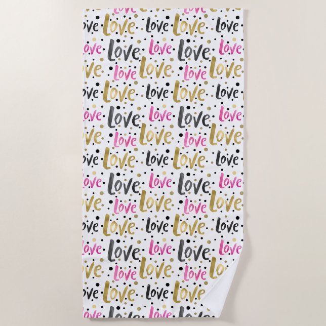 Serviette De Plage Dots Confetti en or rose (Devant)