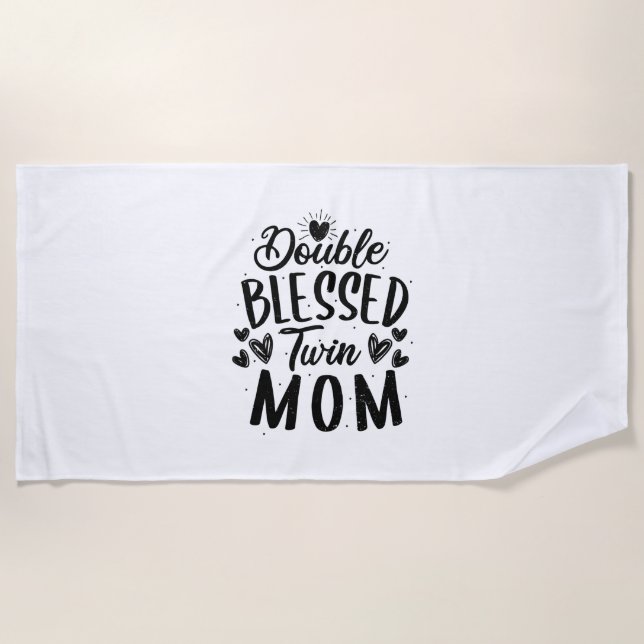 Serviette De Plage Double bienheureuse maman jumelle (Devant)