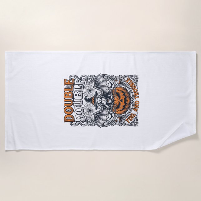 Serviette De Plage Double peine Malheur Sorcière Citrouille Halloween (Devant)