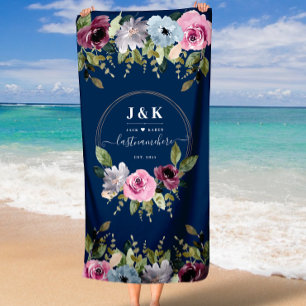 Serviette De Plage Douceur de Bourgogne Rose Or Floral Mariage