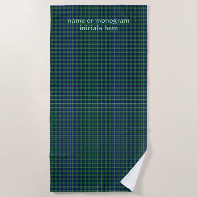 Serviette De Plage Douglas Official Tartan avec monogramme / nom (Devant)