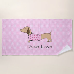Serviette De Plage Doxie Love Pink Polka Dot Poolside Cadeau