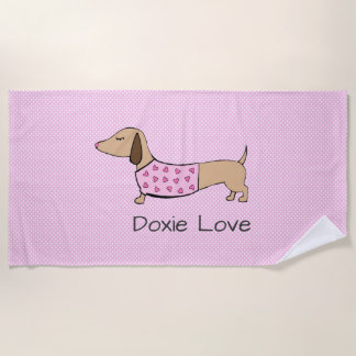 Serviette De Plage Doxie Love Pink Polka Dot Poolside Cadeau